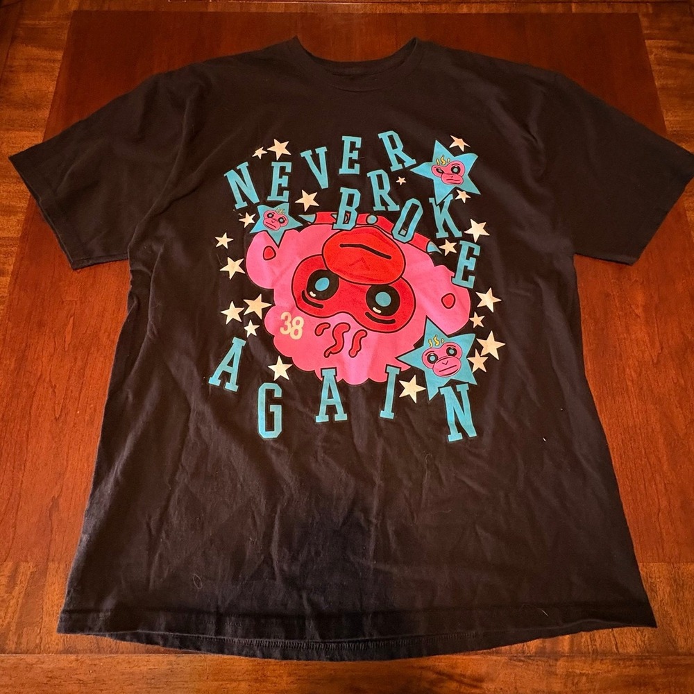 Never Broke Again Cartoon Graphic‎ T-Shirt NBA YoungBoy Merch XL